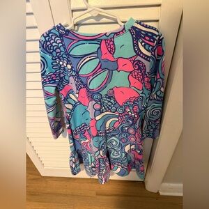 Lilly Pulitzer Blue, Pink & Mint Abstract Peplum dress